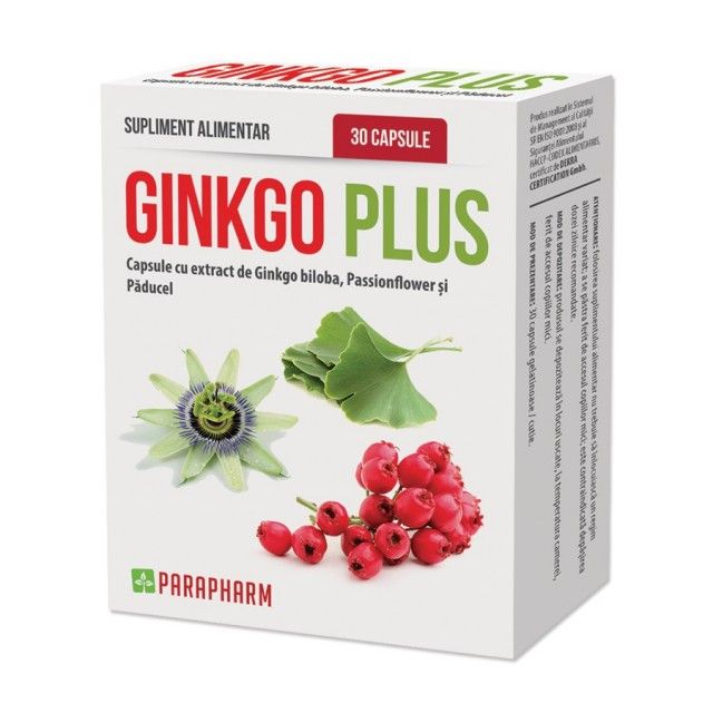 Ginkgo-plus cu extract de ginkgo biloba Parapharm – 30 capsule driedfruits.ro/ Capsule si comprimate